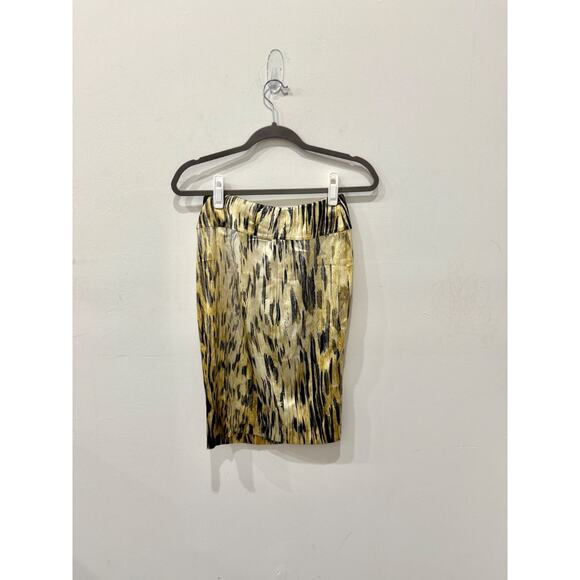 Roberto Cavalli Snake Print Pencil Midi Skirt Yellow Black Women's Size 40 US 12 - Picture 1 of 4